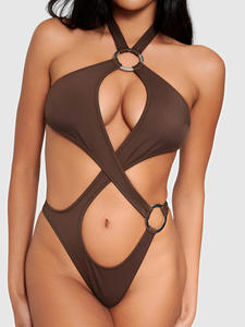 Nouveau Maillot de Bain Sexy Halter Push LM Imprimé Animal Séchage Rapide pour Femme avec Bande Croisée et Anneau Connecté – Tenue de Plage - Product Image 5