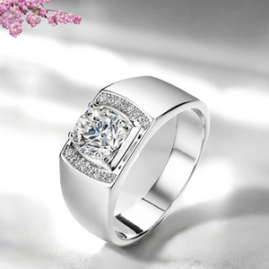Anel de Moissanite VVs1 em Prata Esterlina S925 com Ouro Branco <span class=keywords><strong>1Ct</strong></span> para Homens, Preços de Fábrica, Joias de Moda, Anel de Noivado e Casamento - Product Image 2