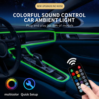 Bande néon EL RGB multicolore à commande sonore, lumière d'ambiance, télécommande, USB Plug & Play, 12V, éclairage décoratif intérieur pour voitures