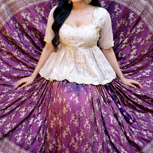 Lehenga Choli Indio para Mujer, de Viscosa Pura Teñible, con Dupatta, Vestido con Lentejuelas Bordadas y Falda Acampanada para Bodas y Fiestas - Product Image 1
