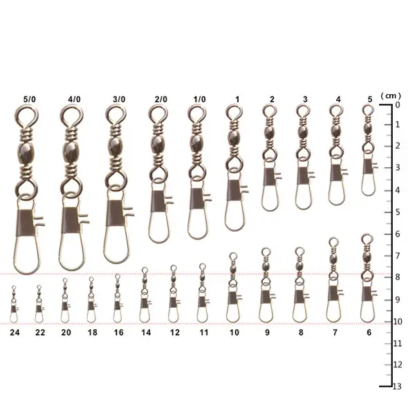 Hoge kwaliteit Chinese vissen rvs barrel swivel met interlock snap