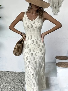 2025 été nouvelle robe de plage femmes couleur unie sexy plage bikini maillot de bain femmes robe tricotée - Product Image 2