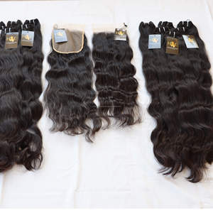 Paquets de cheveux de haute qualité et fermeture, Extension de cheveux naturels, tissage en lot avec fermeture Hd, Extensions de cheveux bruts du cambodge - Product Image 1