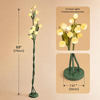 Lampe sur pied 12 lumières motif muguet avec port de charge USB, 69 pouces, style floral vintage pour une décoration esthétique de salon