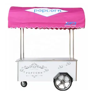 Vier-Wiel Wagon Mobiele Popper Base Popcorn Machine Vending Winkelwagen Commerciële Popcorn Machine