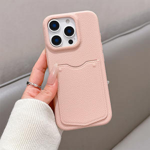 For Apple leather textured <b>card</b> slot phone case compatible with for iPhone 16 Pro Max, luxury high-end <b>card</b> <b>wallet</b> phone case - Product Image 6