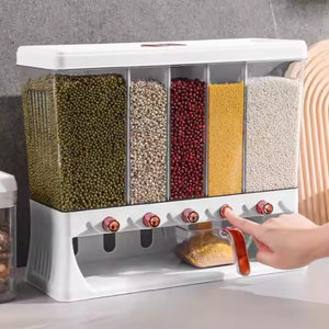Hộp đựng thực phẩm khô gia dụng 5 ngăn, có sẵn, đựng đậu lăng, gạo, ngũ cốc, gắn tường - Product Image 2