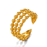 Cincin Bola 3 Lapis Minimalis Baja Tahan Karat Gaya Eropa dan Amerika untuk Wanita, Hip Hop yang Dipersonalisasi, Bukaan yang Dapat Disesuaikan