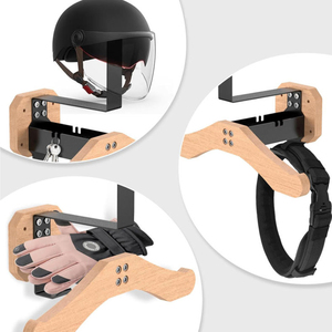 Support mural en bois massif pour casque de <span class=keywords><strong>moto</strong></span>, support de rangement et de présentation pour casques et combinaisons - Product Image 1