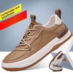 Sepatu kulit sapi asli bertali pria, sneaker lari sol tebal bernafas kasual musim panas 2025 - Product Image 4