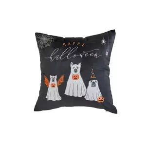 Wholesale Halloween Dog Pumpkin Towel Embroidered Pillowcase Home Sofa Decor Pillow Cover For Halloween Holiday