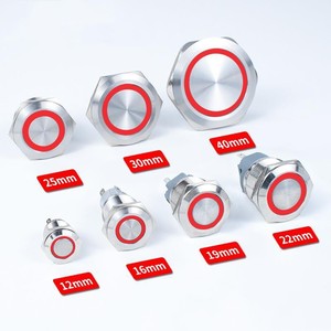 12mm 16mm 19mm 22mm 25mm 30mm chuyển đổi chính lớn hơn hiện tại đẩy nút chuyển đầu phẳng vít chân thép không gỉ đẩy nút - Product Image 3