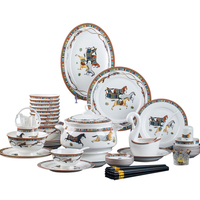 Service de Table en Céramique Européenne, Vente en Gros, Porcelaine Fine de Haute Qualité, Bols et Assiettes en Céramique, Design Cheval, Cadeau