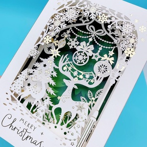 Cartes de vœux de Noël 3D Pop Up, cartes de Noël joyeuses, fabrication directe d'usine, sur mesure, fabricant professionnel - Product Image 1
