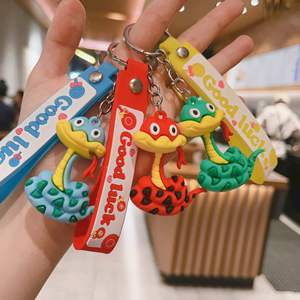 2024 New Cartoon Snake Keychain 3D PVC Rubber <b>Key</b> <b>Ring</b> <b>Bag</b> Pendant New Year Gift Cute Zodiac Snake Keychain - Product Image 6