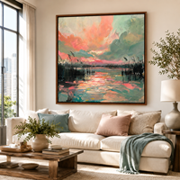 Peinture à l'huile abstraite peinte à la main, paysage de coucher de soleil texturé, art mural sur toile, style contemporain, pour hôtel de luxe, villa