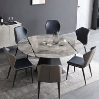 Ensemble de table et chaises de salle à manger carrées extensibles et rotatives en acier au carbone de style italien et nordique pour 6 personnes
