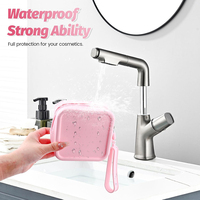 Sac à monnaie carré en silicone étanche pinceau de maquillage doux sac de pochette cosmétique avec lanière