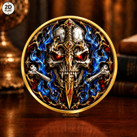 Pièce de monnaie fantaisie personnalisée en gros, motif crâne de moto avec flammes, pièce de collection, pièce pour collection, pièce commémorative, en fer