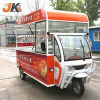 Camion de restauration rapide multifonctionnel commercial à 3 roues en acier inoxydable pour la vente de snacks, de boissons et de pizzas, crêpes, 1500W