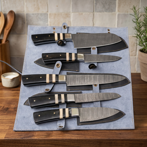 Ensemble de couteaux de chef en acier Damas à 67 couches, fabriqués à la main par BK Industries, 5 pièces, style japonais, manche en os pour droitier - Product Image 5
