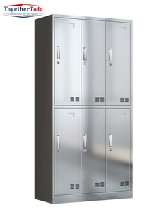 Armoire d'angle en acier inoxydable, casier métallique gain de place pour petites pièces ou hôpitaux, pour le rangement des vêtements - Product Image 1