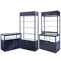 Vitrine de Présentation Tour en Verre à Cadre Doré en Aluminium, Panneaux Noirs, Prix Compétitif Commercial