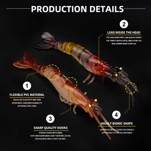 Esca Morbida con Ami 6.8g/9.5cm 2.4g/6.5cm, Piccolo Gamberetto Luminoso, Esca Finta per <span class=keywords><strong>Pesca</strong></span> - Product Image 2