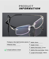 Moyen-Orient meilleur vendeur classique carré sans monture pliant titane métal Super léger unisexe lunettes montures