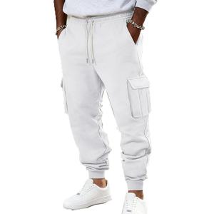 Pantalon cargo multi-poches pour homme personnalisé, pantalon en toile élastique uni, style décontracté, taille mi-haute - Product Image 4