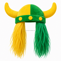 Casquette Perruque Casque Viking pour Supporters de Football Brésiliens – Accessoires de Fête et de Sport pour Fans de Football