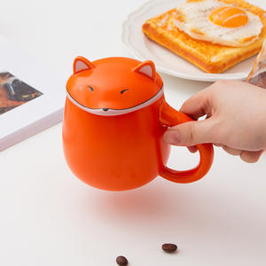 Mug en céramique avec couvercle 350 ml, tasse orange résistante à la chaleur pour la maison, le bureau ou comme cadeau - Product Image 4
