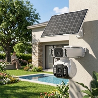 Cámara Solar 4G con Tarjeta SIM, Doble Lente, 4G LTE, Cámara de Seguridad para Exteriores, 4MP, Audio Bidireccional, Visión Nocturna, Seguimiento de Movimiento Humano, Integrada