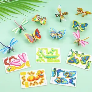 ألعاب تعليمية إبداعية للأطفال مجمعة يدويًا ثلاثية الأبعاد جديدة للبيع بالجملة لغز ورقي صغير للحشرات
