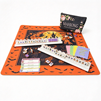 Jeu de Mahjong Américain Magique et Sinistre pour Halloween, 3 couches, tuiles en acrylique violettes, avec tapis de Mahjong, supports, sacs et accessoires complets
