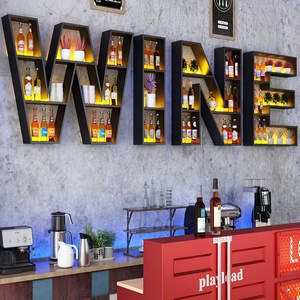 Bar şarap dolabı şarap rafı duvara monte yaratıcı İngilizce harfler kahve restoran dekorasyon duvar şarap rafı depolama rafı - Product Image 3