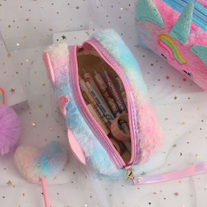 Plush Stationery Zipper <b>Pen</b> <b>Box</b> Cosmetic Makeup Cute Bag Fluffy Pencil Case Pouch for Kids Girls - Product Image 4