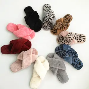 Cheap Wholesale Custom Fall Winter Women's Pink Fluffy House Slides Indoor Furry Slippers, Home Fur Sandals For Women Ladies