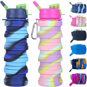 Bouteille d'eau de sport en silicone, produits les plus vendus, qualité alimentaire, 500 ml, bouteille d'eau de sport en silicone pliable pour l'extérieur - Product Image 1