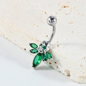 Mode 14g Puncture Belly Button Ring Edelstahl Außengewinde Grün Zirkon <span class=keywords><strong>Naval</strong></span> <span class=keywords><strong>Piercing</strong></span> Schmuck Kinder Trendy - Product Image 2