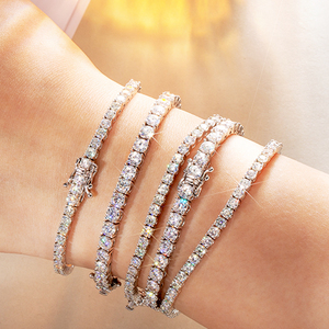 Cadena de Tenis de Moissanita en Plata de Ley 925 Bañada en Oro de 14K, Pulsera y Collar de Diamantes de Laboratorio VVS para Mujer y Hombre con Certificado GRA, Regalo - Product Image 2