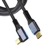 Kabel USB4 VCOM Sudut Kanan Tipe C ke C 5A 240W Pengisian Cepat 40Gbps Sinkronisasi Data Thunderbolt3 Kabel Video USB 8K