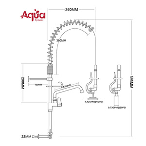 Easy Install Wall Mounted Commercial Mini Kitchen Faucet Brass Cold Water <b>Pull</b> Down Spray Single Hole with 8" add on Swing Spout - Product Image 2