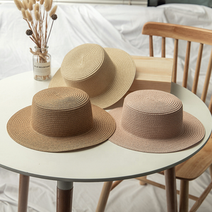Chapeaux <span class=keywords><strong>de</strong></span> paille à visière plate personnalisés en gros avec logo, chapeaux <span class=keywords><strong>de</strong></span> plage en paille simples et bon marché pour l'été, <span class=keywords><strong>chapeau</strong></span> panama pour femmes - Product Image 2