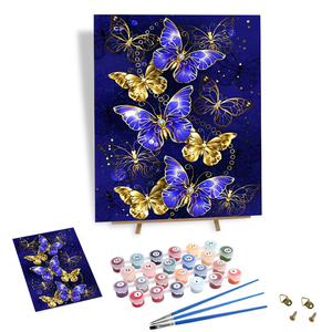 <span class=keywords><strong>Peinture</strong></span> sur toile par numéros Papillons dorés violets 30x40cm <span class=keywords><strong>Peinture</strong></span> <span class=keywords><strong>acrylique</strong></span> sans décoloration par numéros Kits pour adultes - Product Image 1