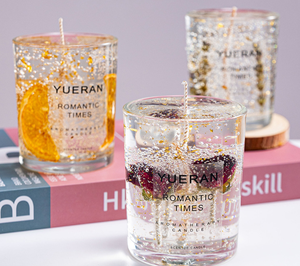 LANJO New Dried Flower Jelly Wax Glass Jar Novelty Scented <b>Candle</b> Long-lasting Modern Art <b>Candle</b> for Mother's Day and Home - Product Image 1