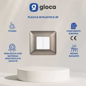 Placa de Enchufe de Pared de Plástico Gloca 2P con Acabado de Titanio para Uso Residencial - Product Image 3