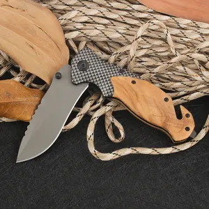 Stock Brown Pocket Knife Survival Hiking Folding Knife for Outdoor Sports