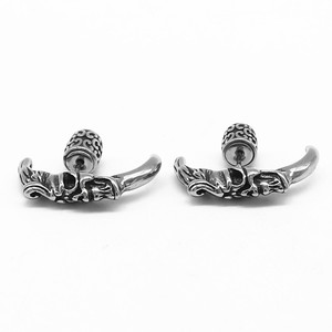 yunnique Skeleton <b>Stud</b> Earrings Tibetan <b>Silver</b> Titanium Steel Party Fashion Asymmetry Geometric Design - Product Image 1