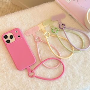 <span class=keywords><strong>Cordon</strong></span> de téléphone portable en silicone givré couleur unie, style simple, pour hommes et femmes, chaîne de suspension portable de style coréen - Product Image 2